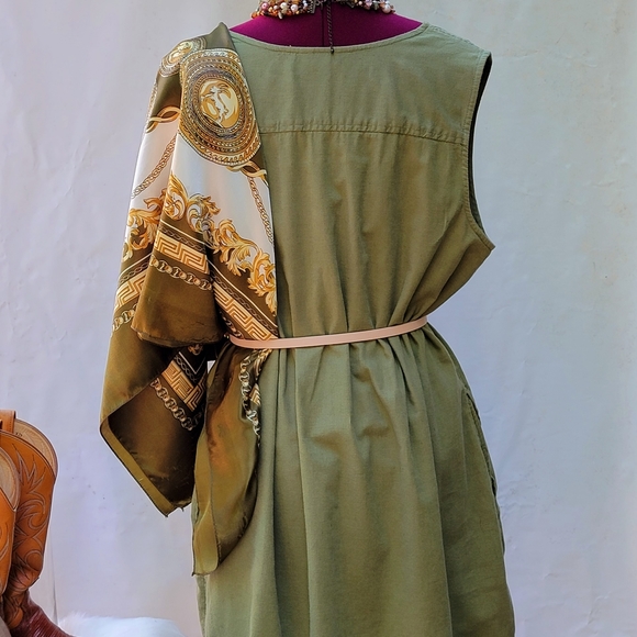 Time & Tru Jumper Dress Women's XL Miniminalist Linen Blend Sleeveless Green - Picture 8 of 16